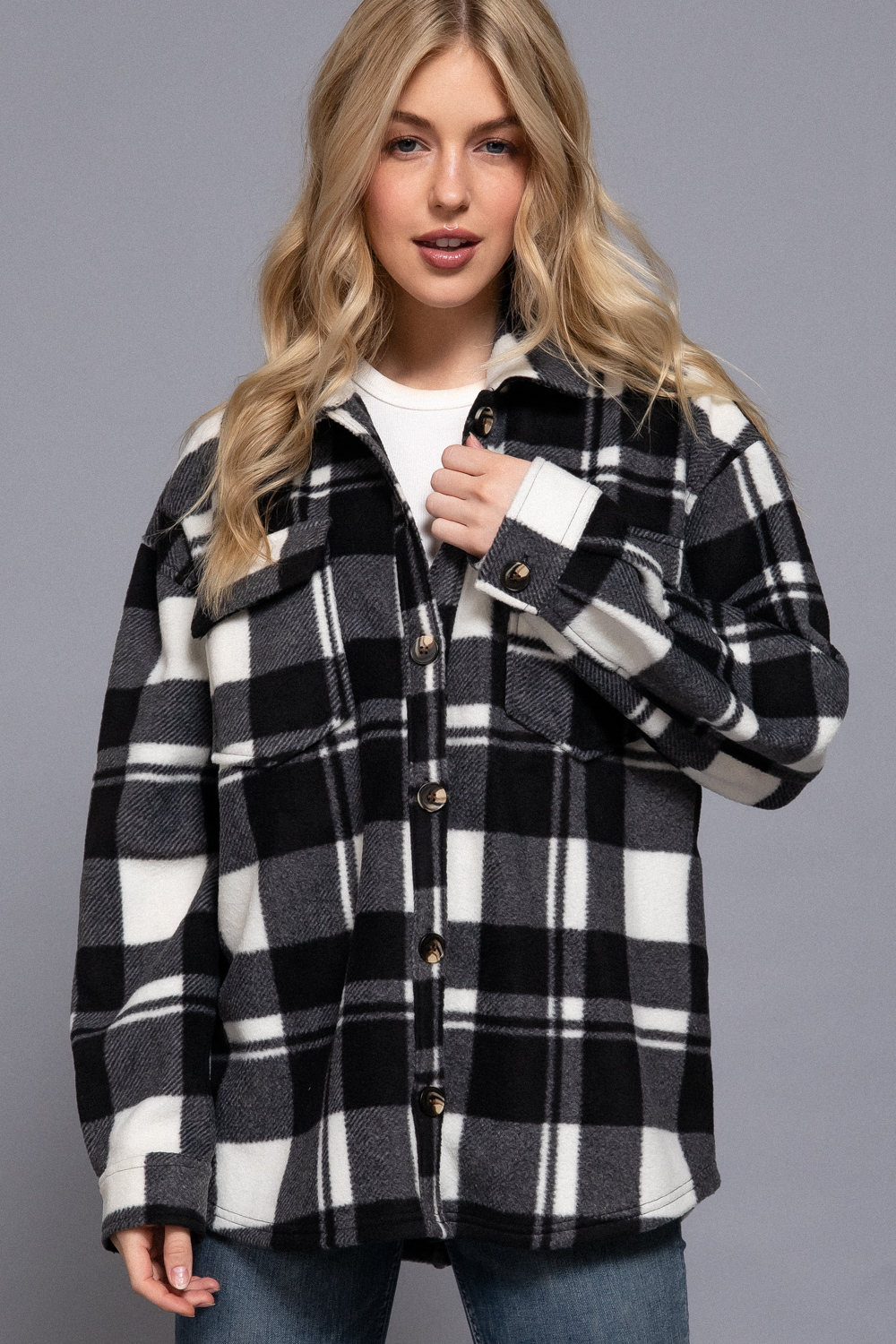 Flannel - Fleece - Black White