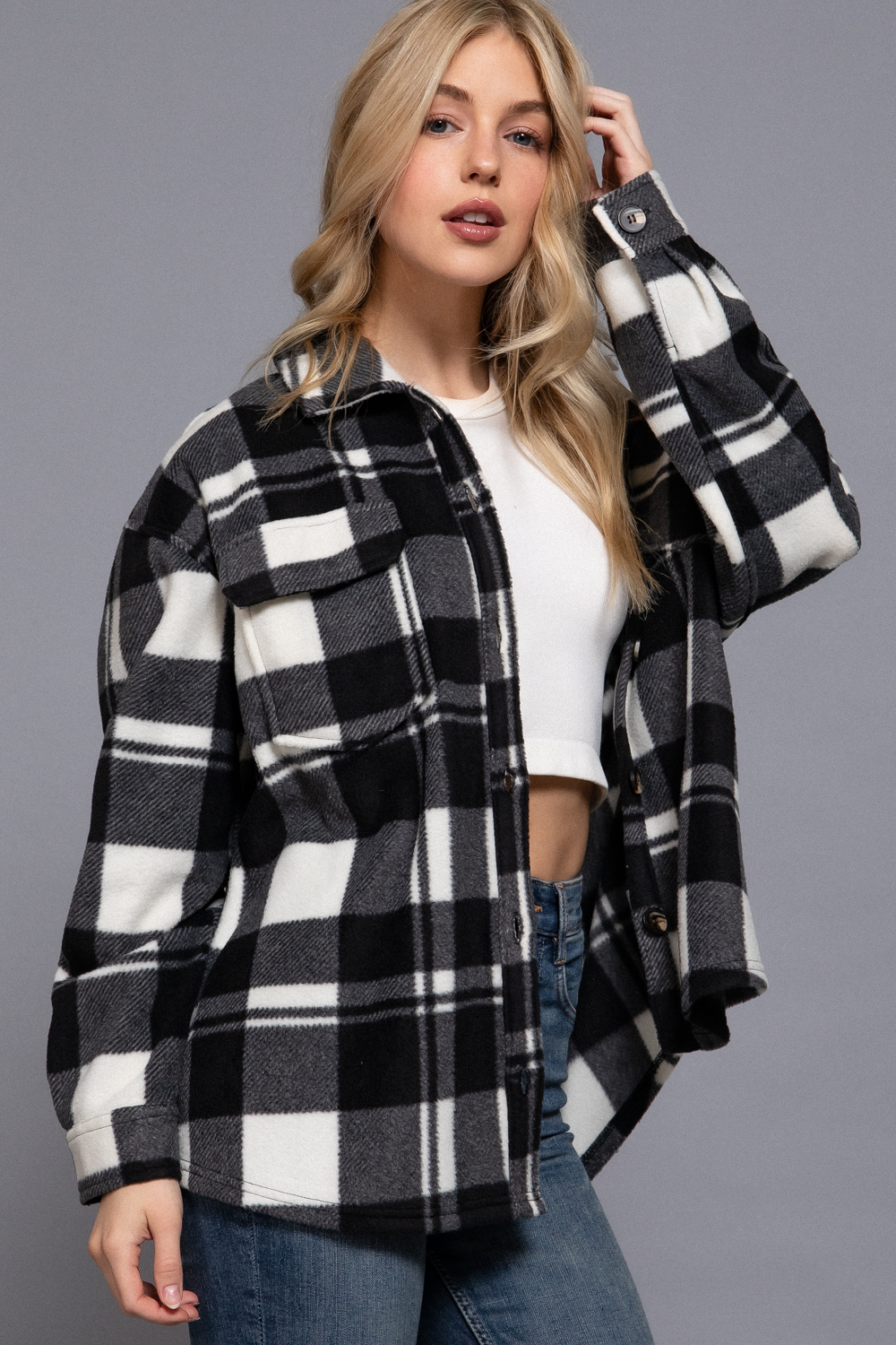 Flannel - Fleece - Black White