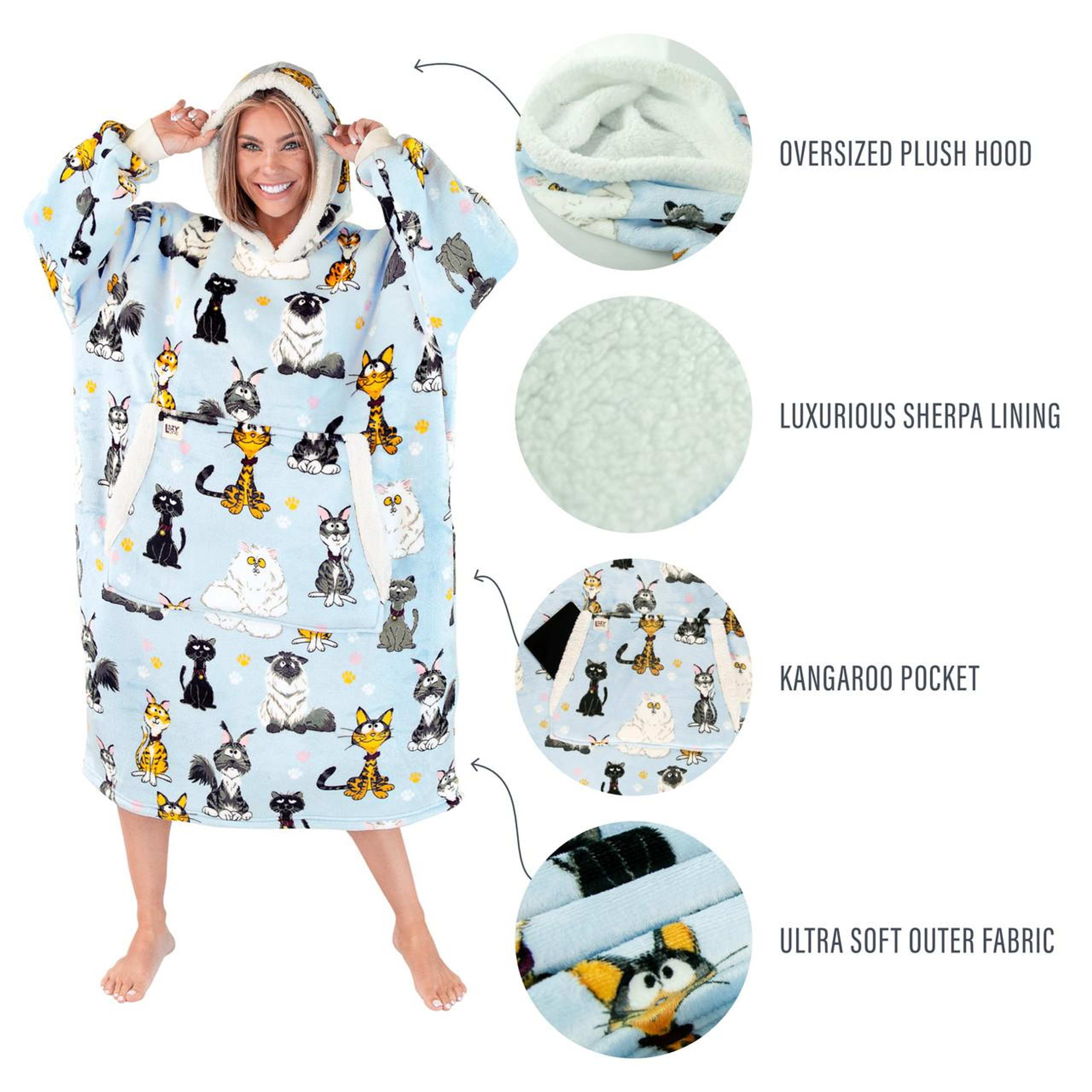 Hoodie Blanket - Cats - hotRAGS.com