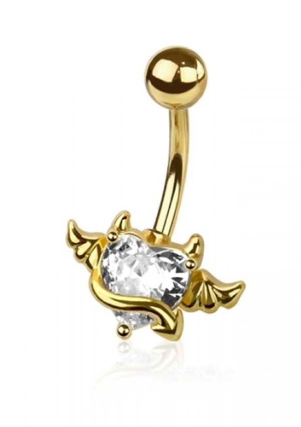 Belly Ring - Heart Angel Devil - Gold