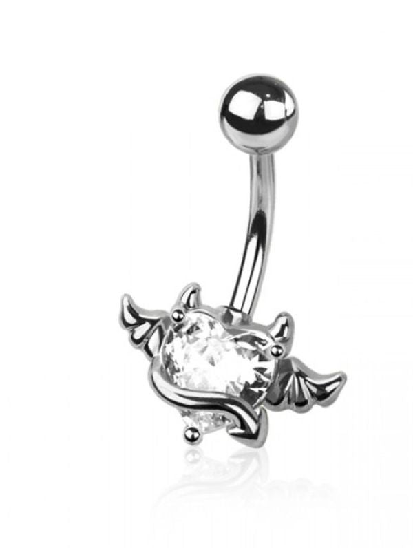 Belly Ring - Heart Angel Devil - Silver