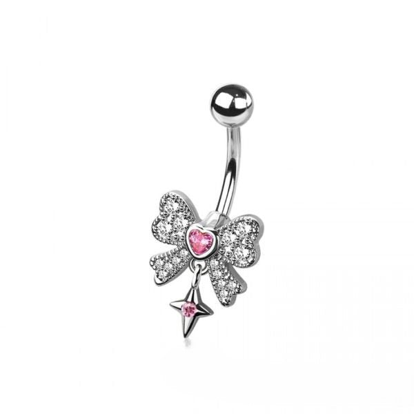Belly Ring - Bow Heart Star - Silver