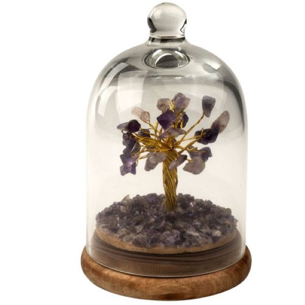 Gemstone Tree In Dome Glass - Amythest