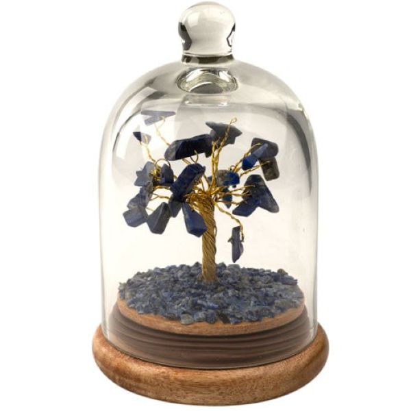 Gemstone Tree In Dome Glass - Lapis