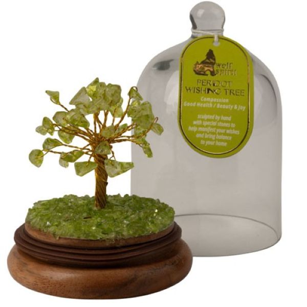 Gemstone Tree In Dome Glass - Peridot