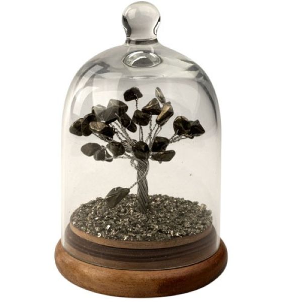 Gemstone Tree In Dome Glass - Pyyrite