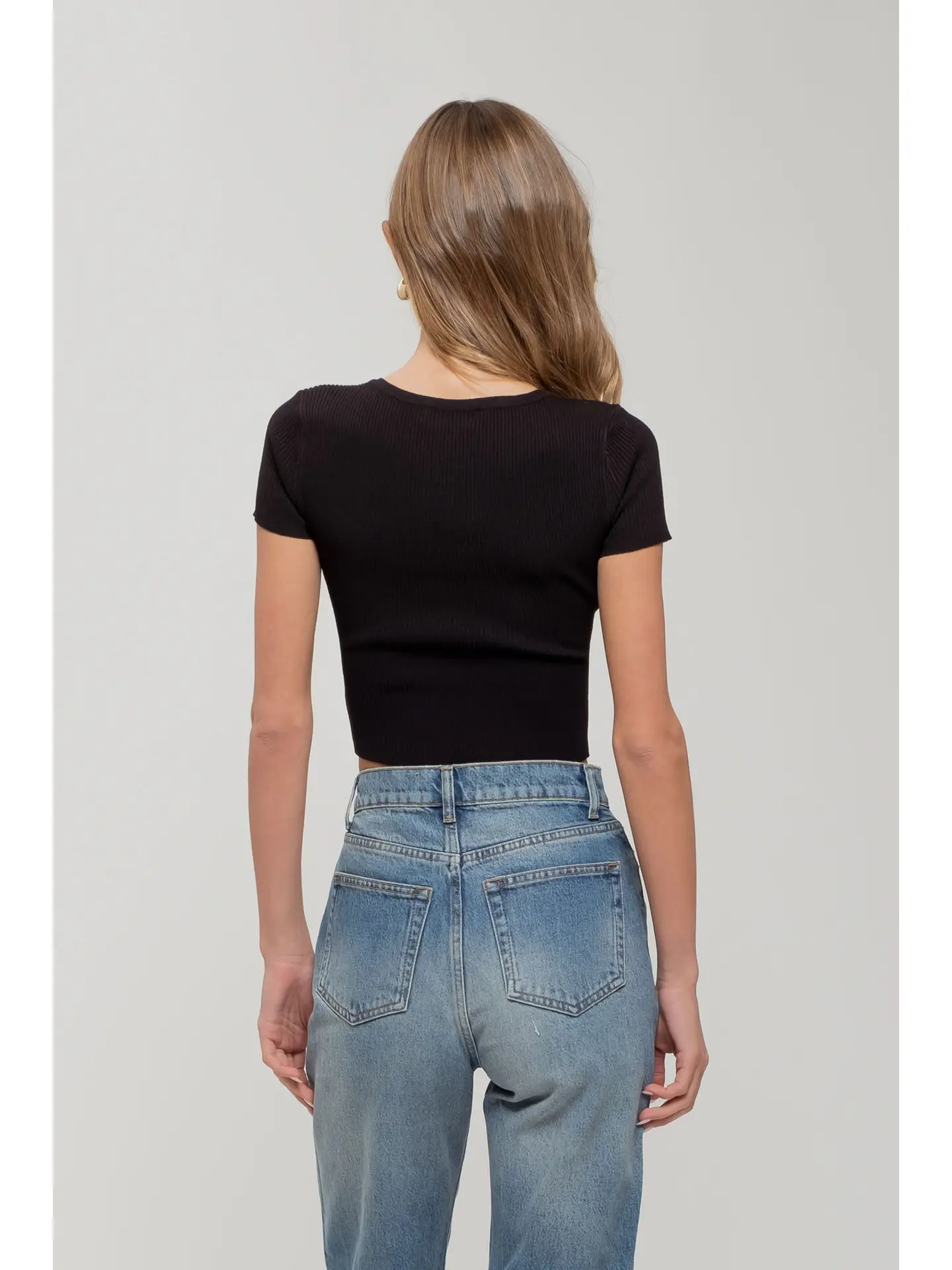 Jr Short Sleeve - Snap Button - Black