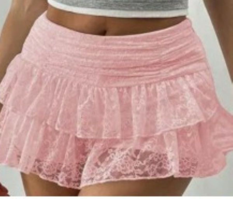 Skirt - Mini Lace Layered - Pink - hotRAGS.com
