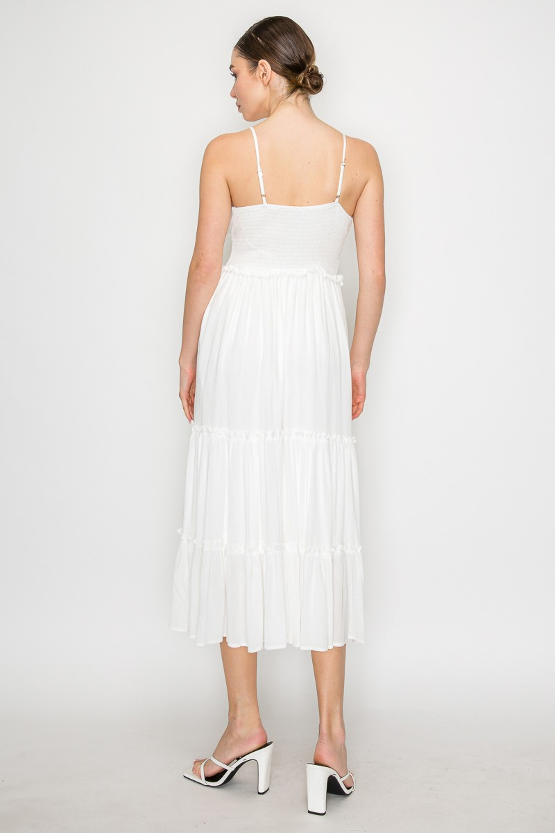 Dress - Maxi Tiered Back Smock - White