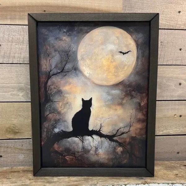 Wall Art - Moon Cat Box Frame - 12x16 - hotRAGS.com
