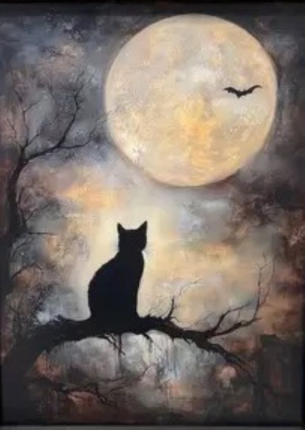Wall Art - Moon Cat Block - 4x6 - hotRAGS.com