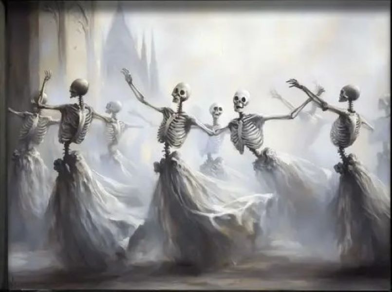 Wall Art - Skeletons Waltz - 4x6 - hotRAGS.com