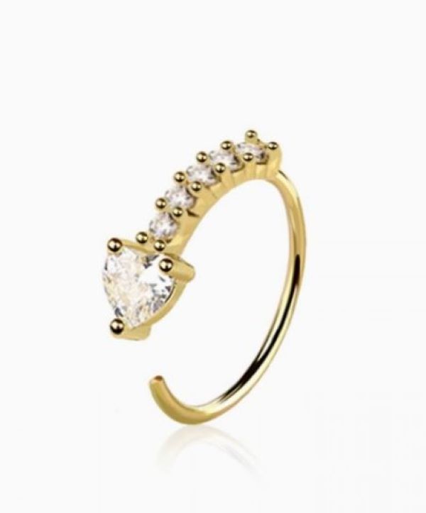 Nose Hoop - Heart - Gold