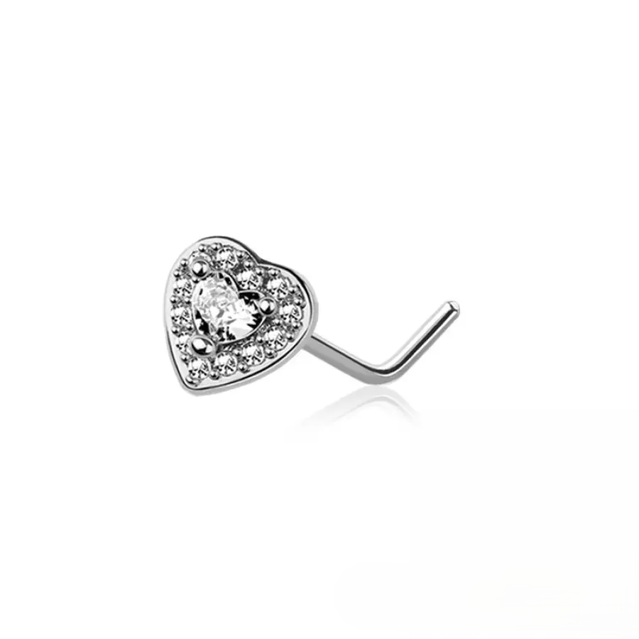 Nose Stud - Heart - Silver