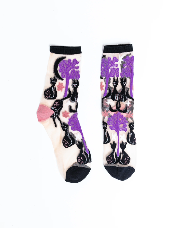 Socks - Sheer Nocturnal Cat - hotRAGS.com