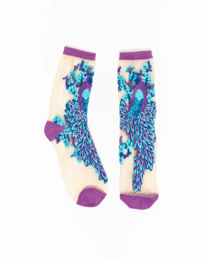 Socks - Sheer Aquamarine Peacock - hotRAGS.com