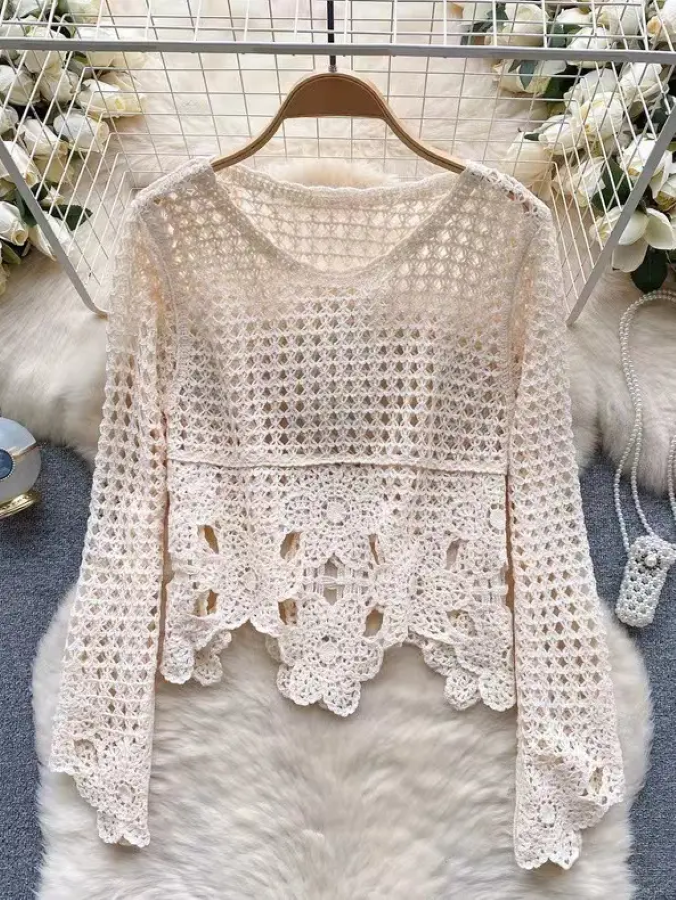 Jr Crop Top - Embroidered Lace Crop Top - Beige - hotRAGS.com