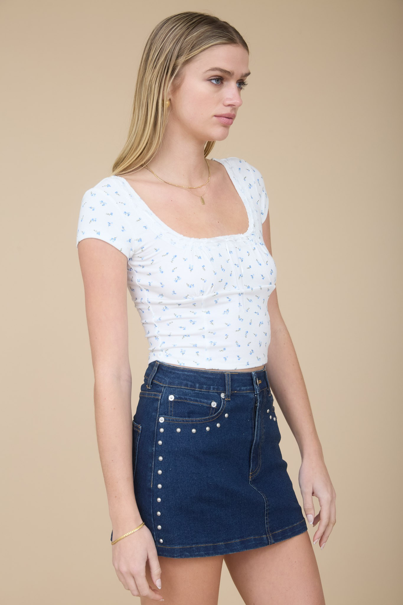 Jr Crop Top - Front Ribbon Tie Knit - White - hotRAGS.com