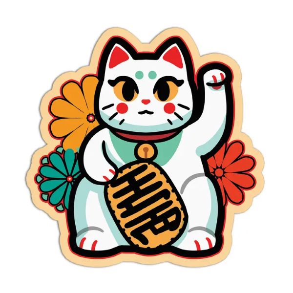 Sticker - Wave Of Wealth Kitty 3" - hotRAGS.com