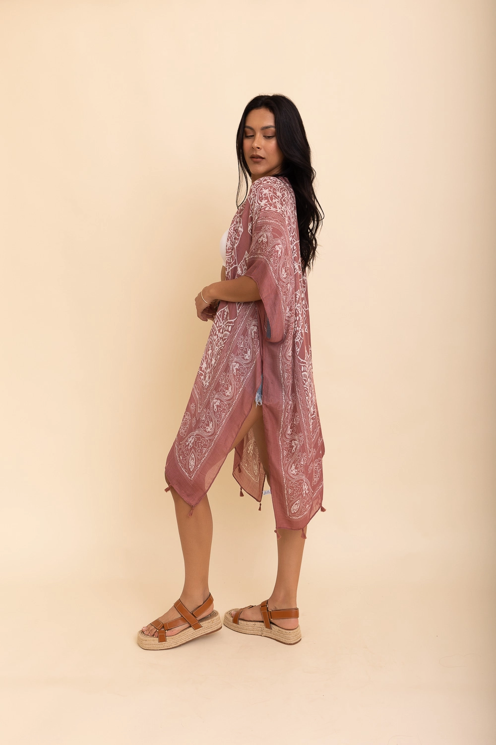 Kimono - Versatile With Tassel - Rose
