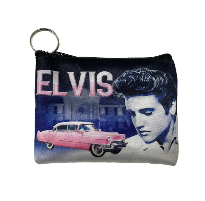 Keychain Coin Purse- Elvis Pink Caddy