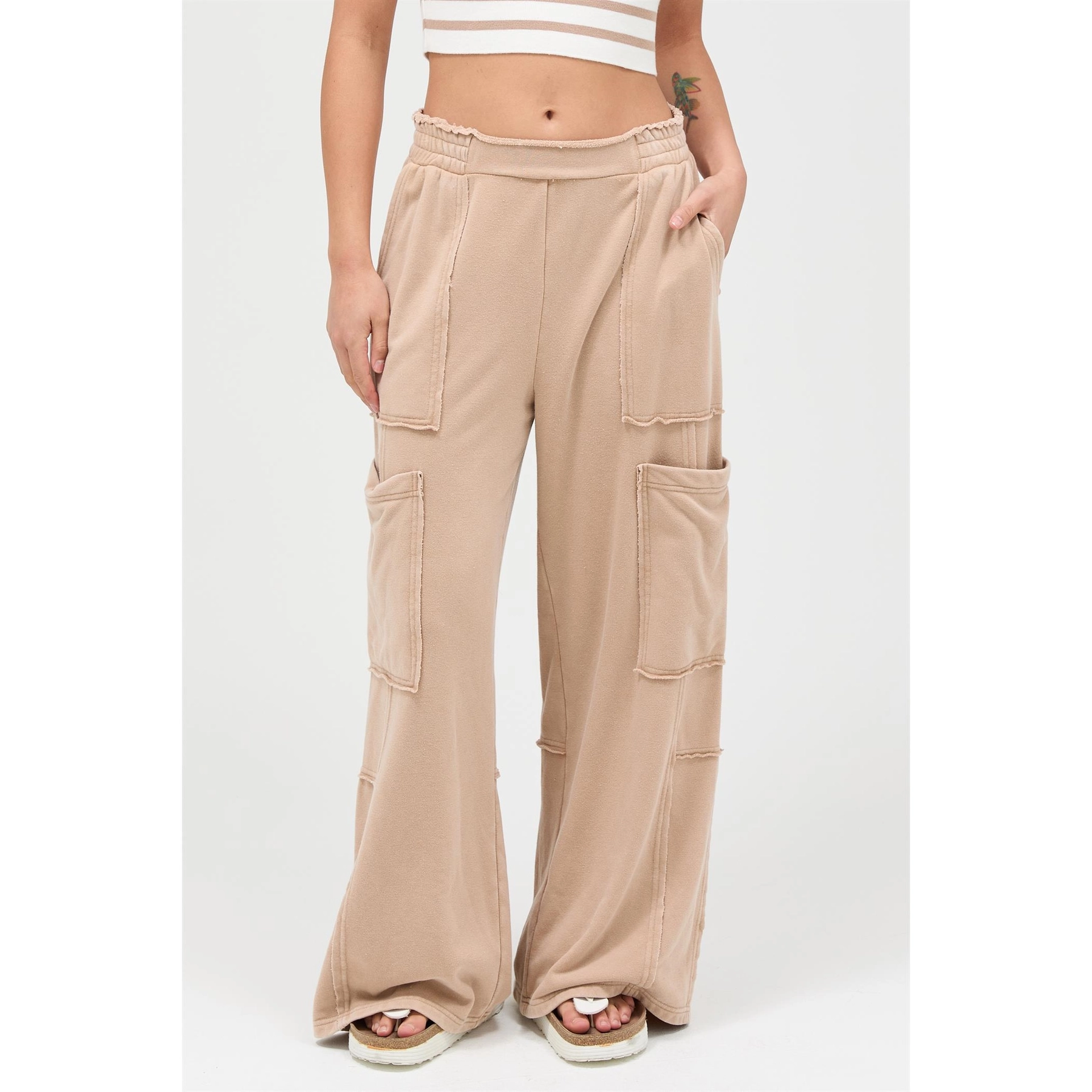 Pants - Cargo Wide Leg Mineral - Taupe - hotRAGS.com