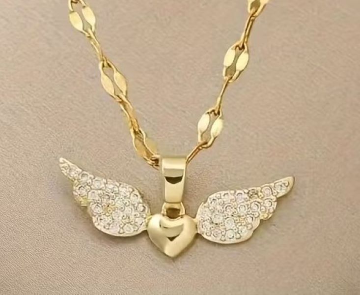 Necklace - Gold Heart Wings - hotRAGS.com