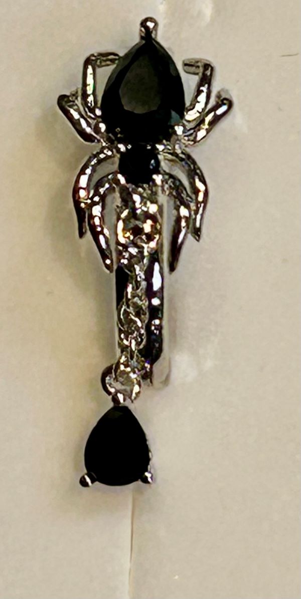 Belly Ring - Hinged Spider - Silver