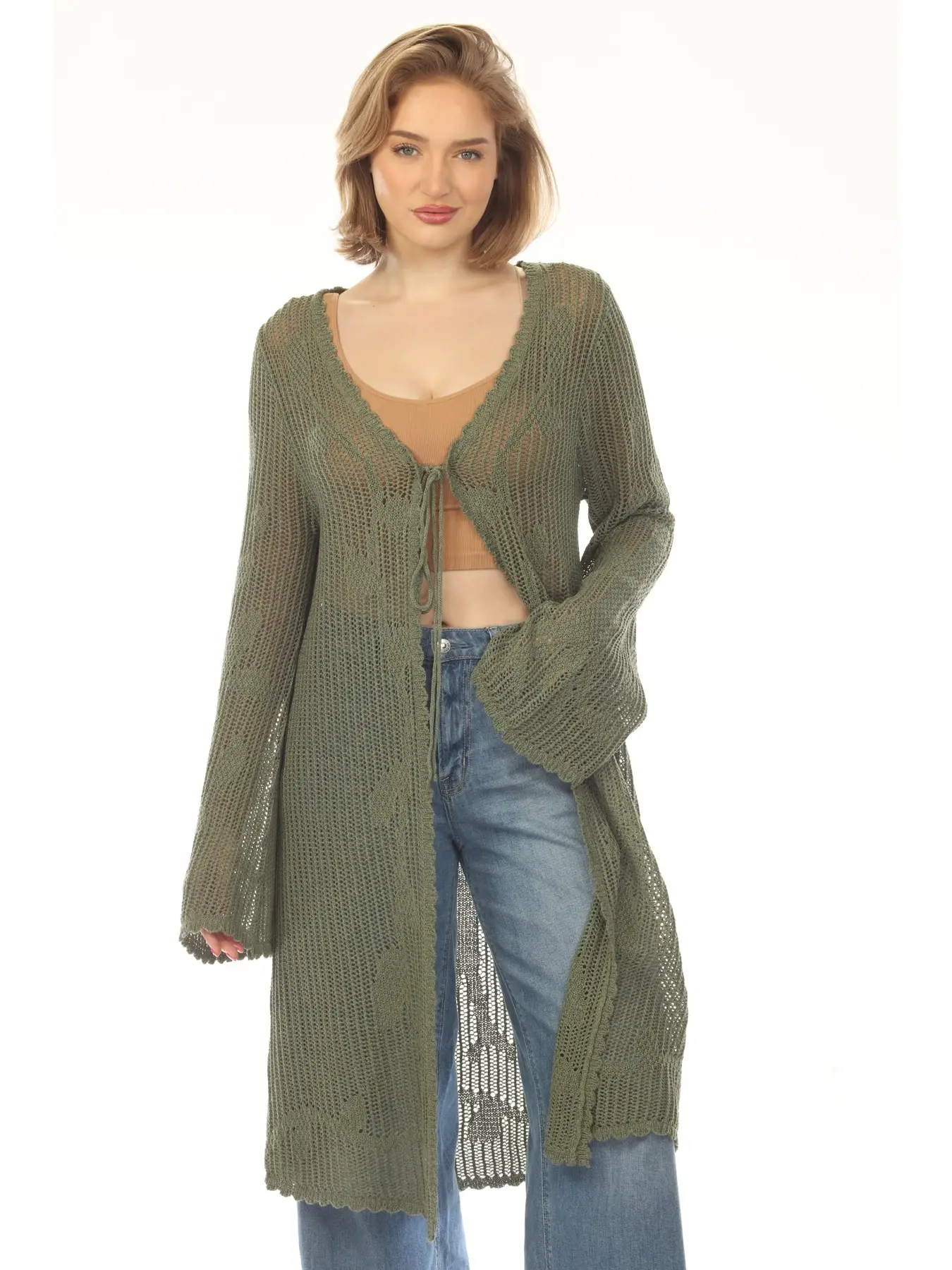 Cardigan - Knit Tree Of Life - Olive - hotRAGS.com