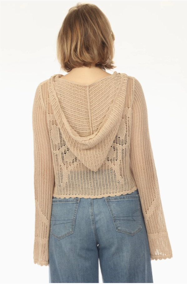 Jr Hoody Knit Top - Butterfly - Sand - hotRAGS.com