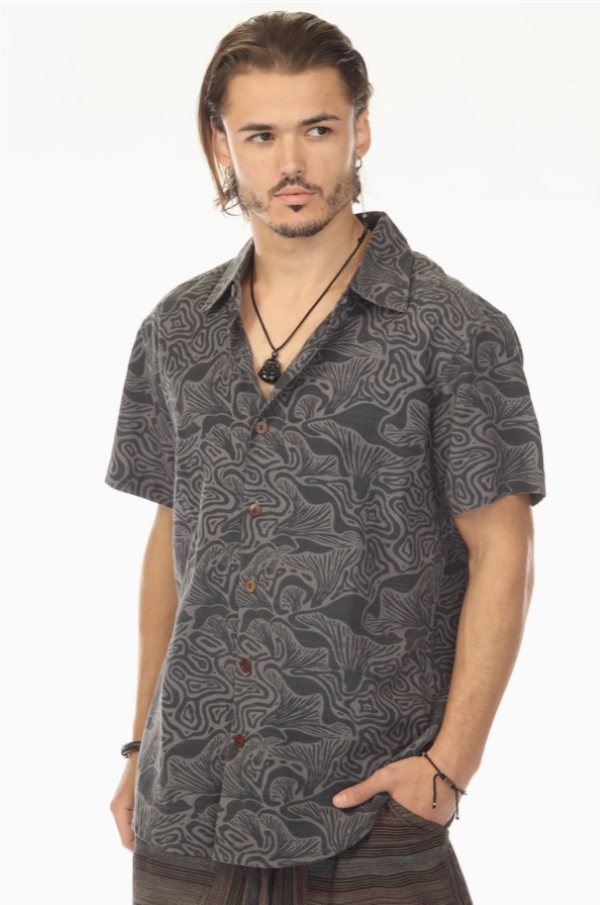 Men's Shirt - Mushroom Button Down - Black - hotRAGS.com