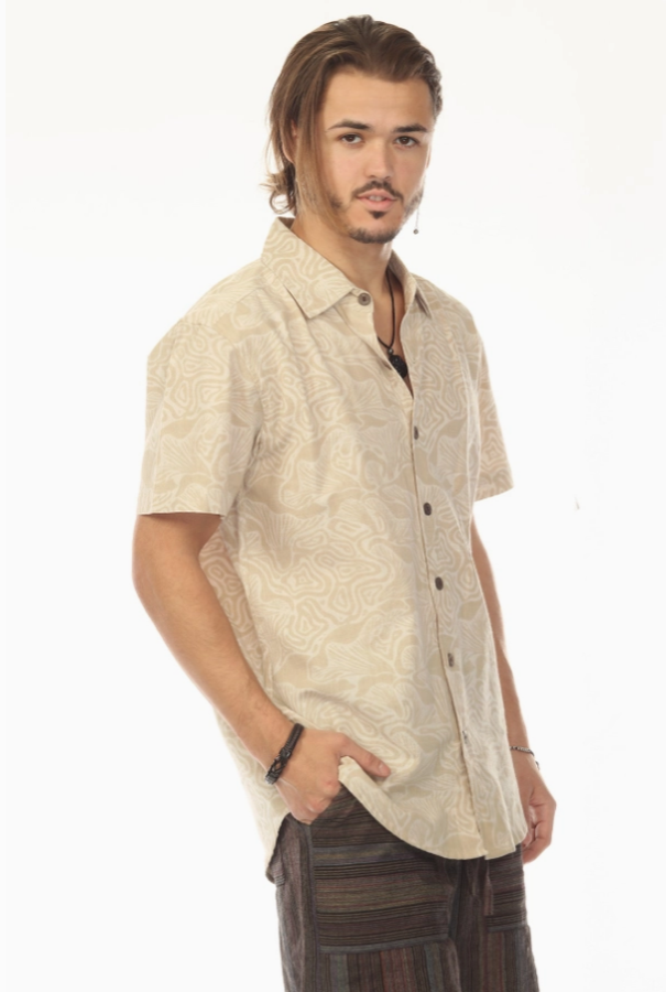 Men's Shirt - Mushroom Button Down - Beige - hotRAGS.com