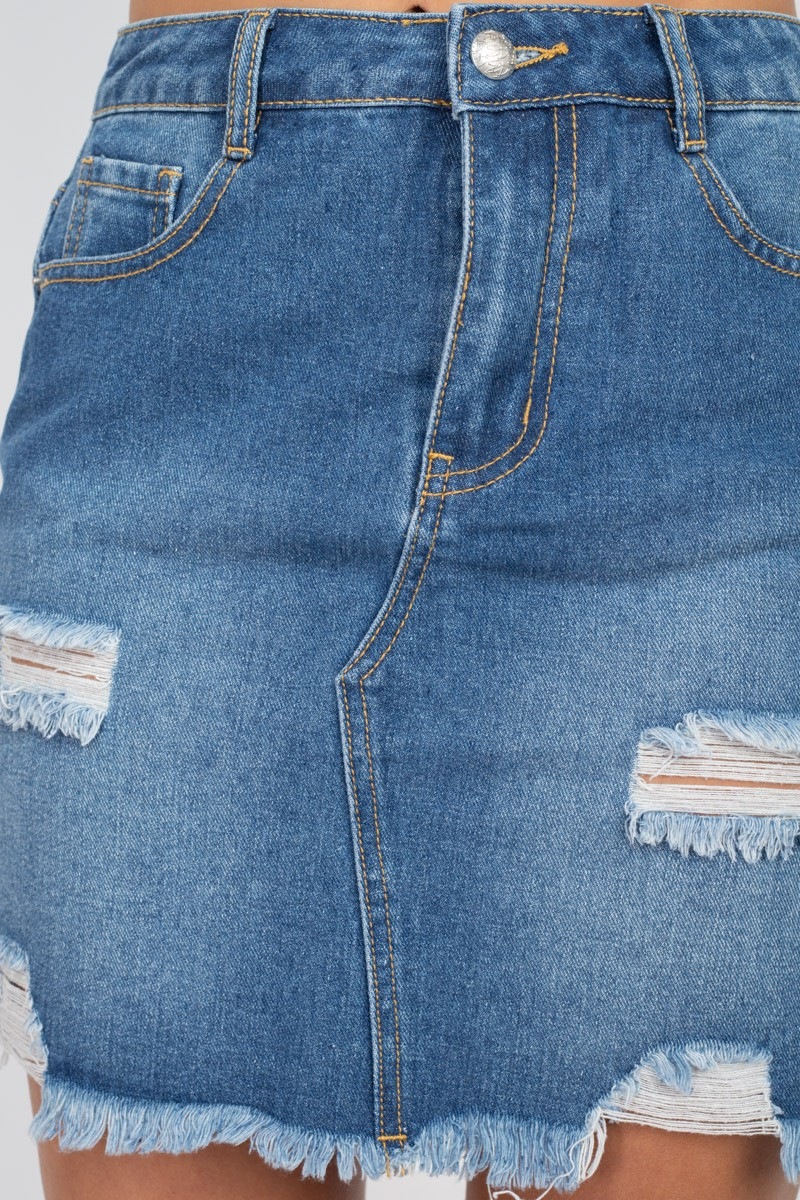 Skirt - Mini Denim Destroyed