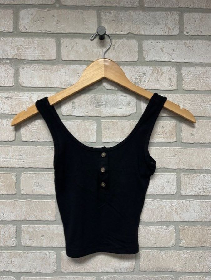Jr Tank Top - 3 Buttons - Black - hotRAGS.com
