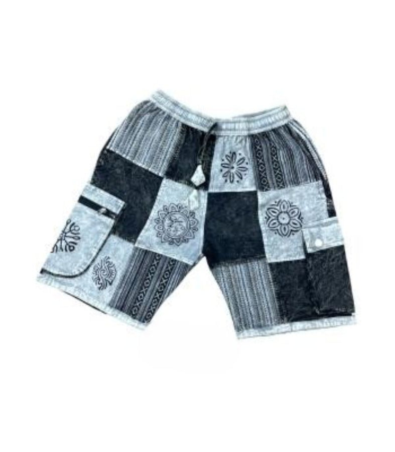 SHORTS - PATCHWORK BLACK WHITE
