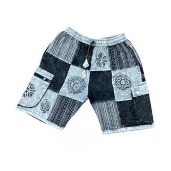 Shorts Patchwork Black White
