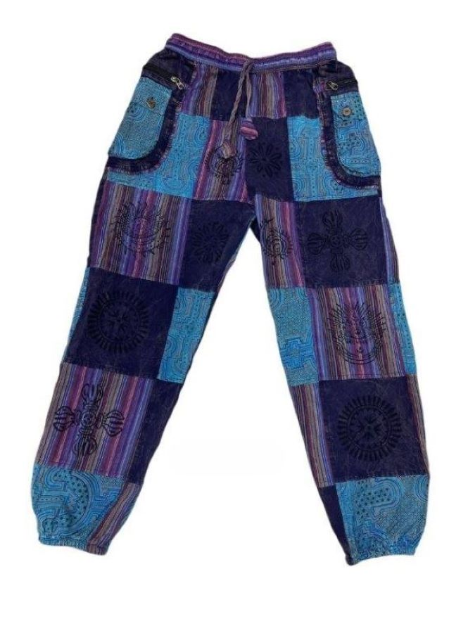PANT - PATCHWORK BLUE PURPLE