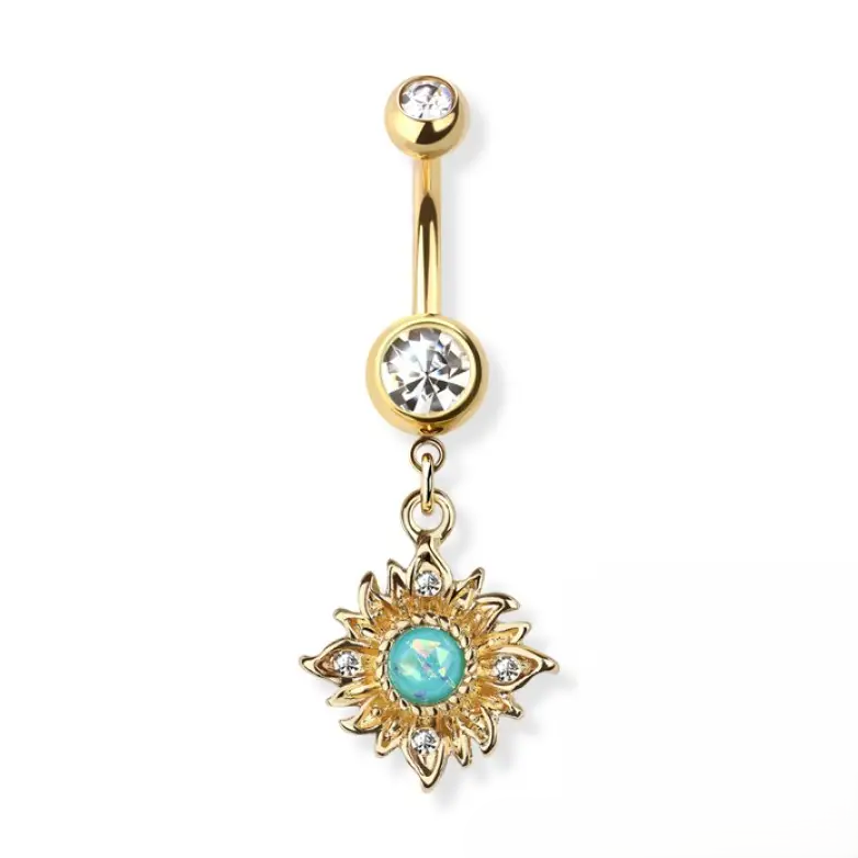 Belly Ring - Opal Flaming - Gold - hotRAGS.com