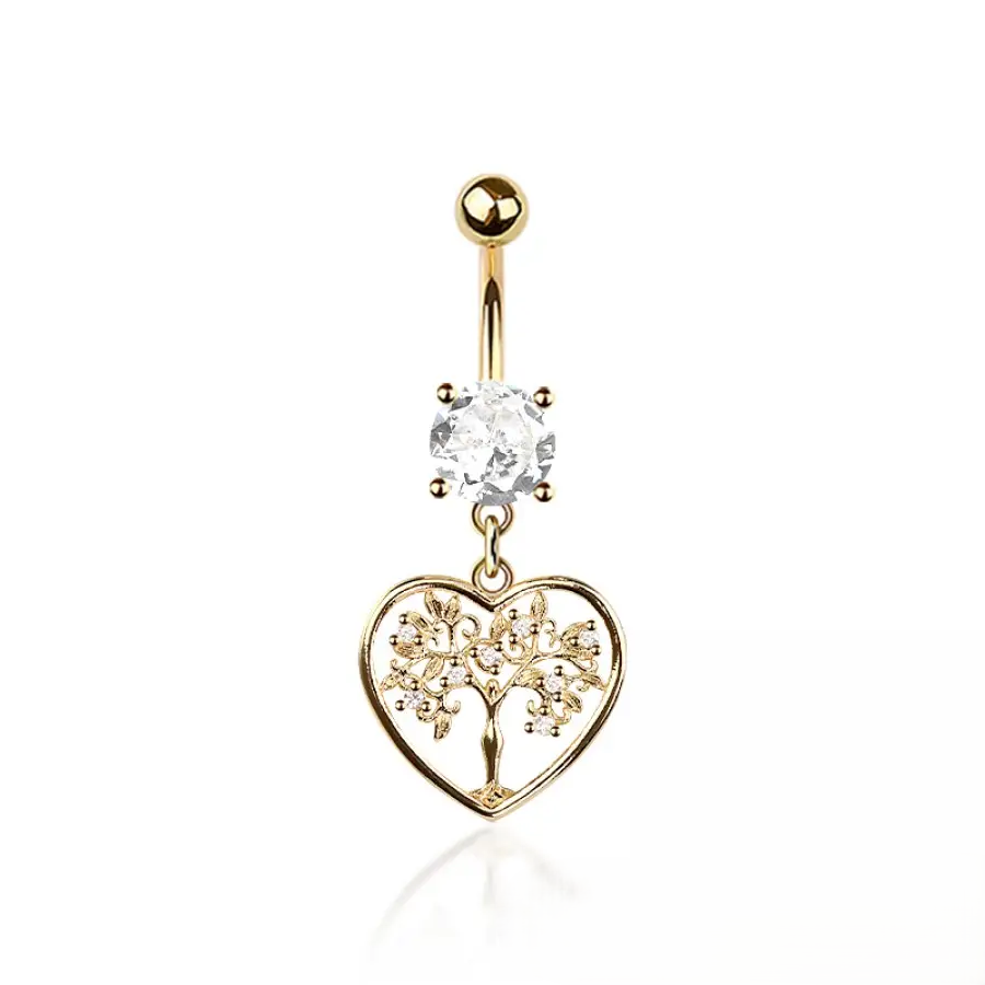 Belly Ring - Heart Tree - Gold - hotRAGS.com