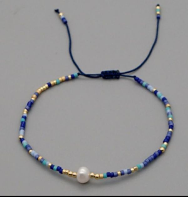 BRACELET - BLUE BEADS TIE