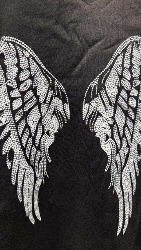 Hoodie - WITH WINGS - Black - hotRAGS.com