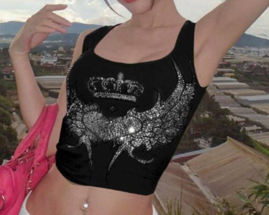 JR TANK CROP - WINGS CROWN HEART