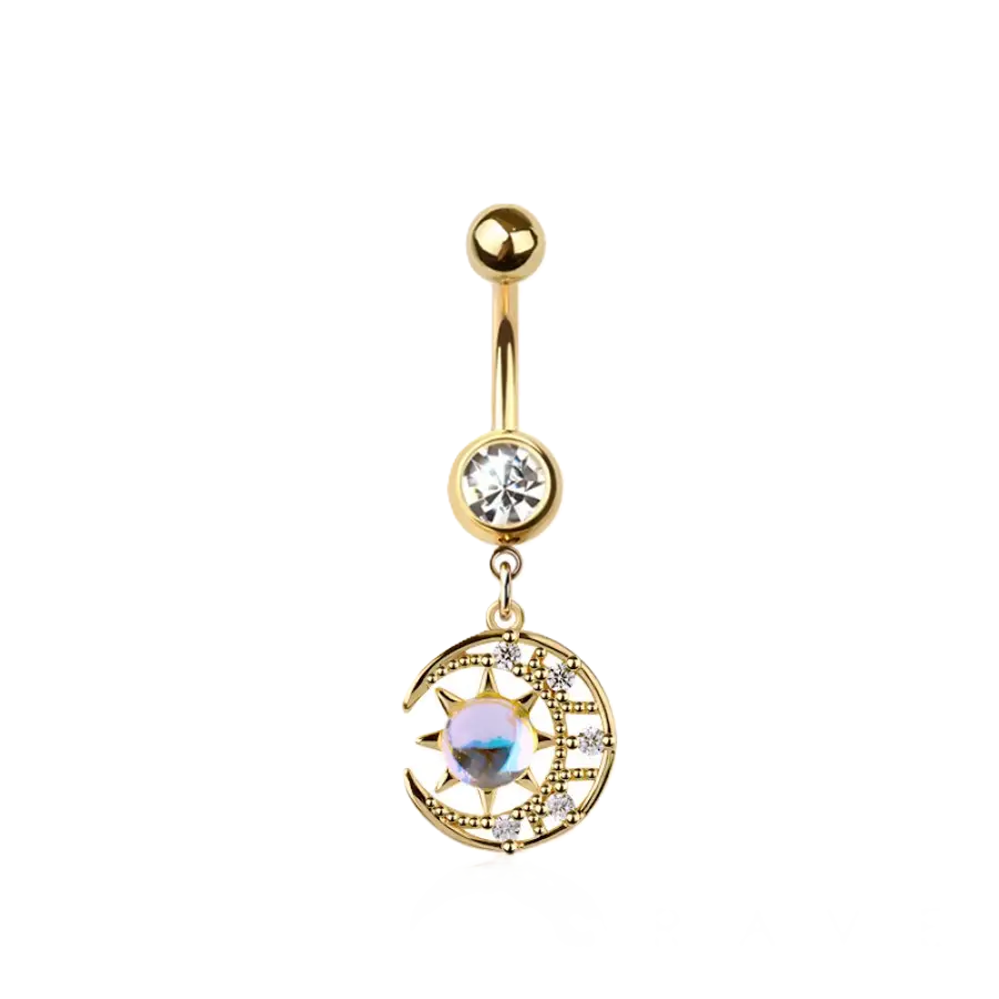 Belly Ring - Sun Moon - Gold - hotRAGS.com