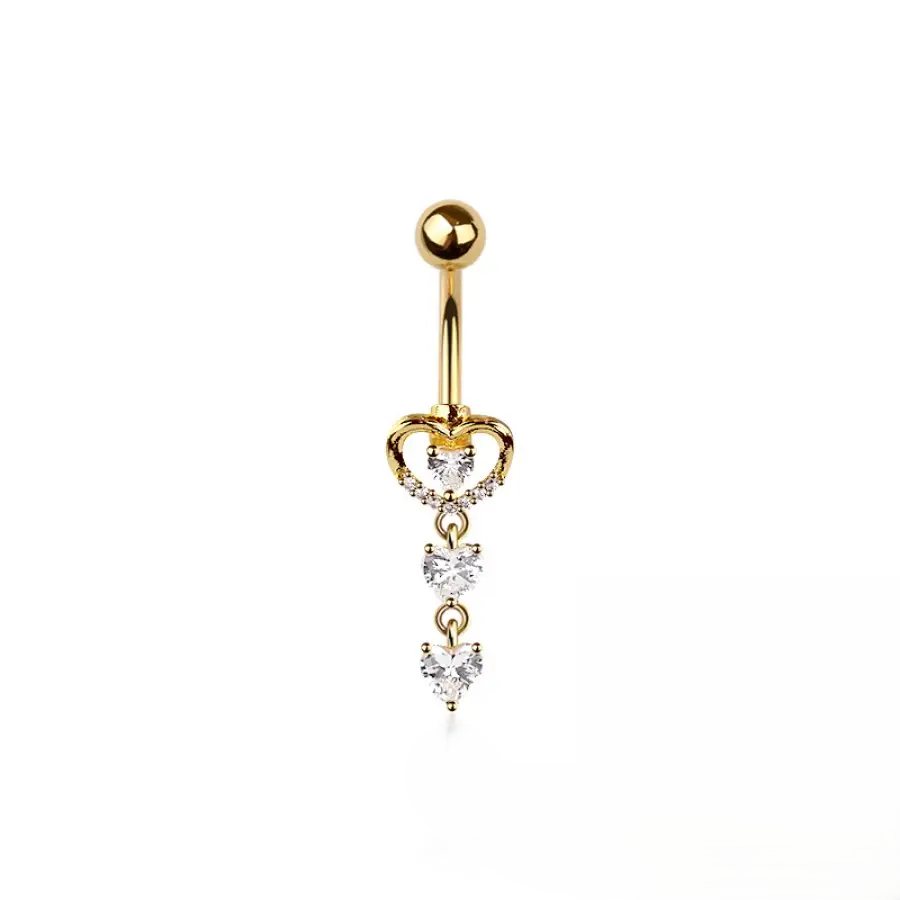 Belly Ring - Triple Heart - Gold - hotRAGS.com