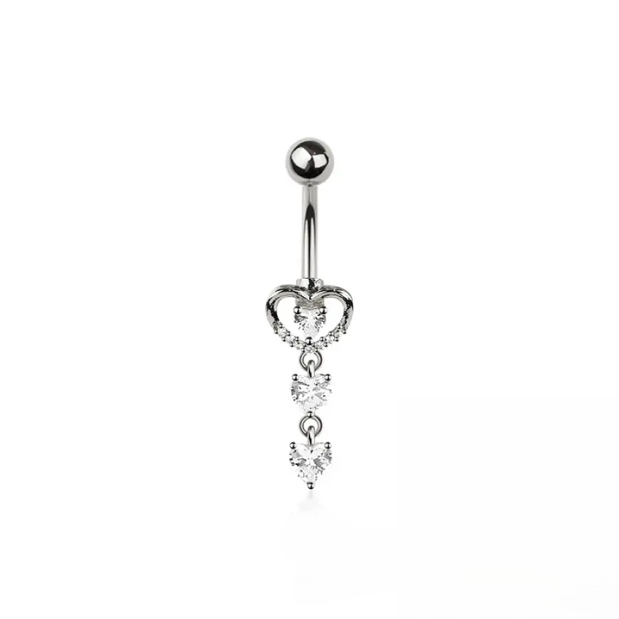 Belly Ring - Triple Heart - Silver - hotRAGS.com