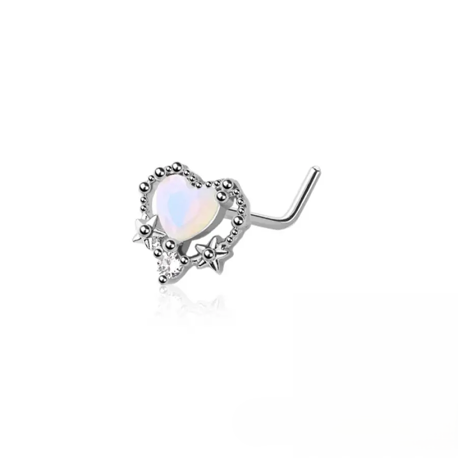 Nose - Heart Opal - Silver - hotRAGS.com