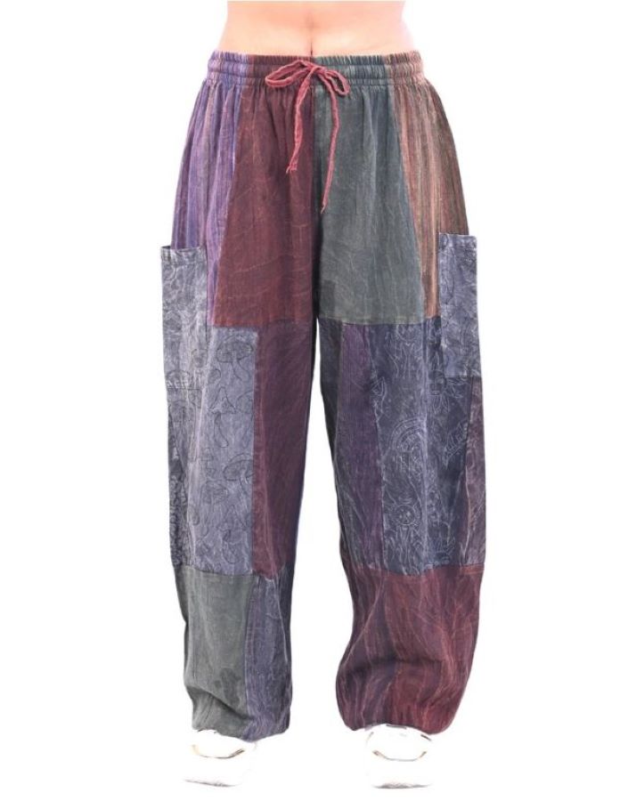 PANT - HAREM STONEWASHED PATCH