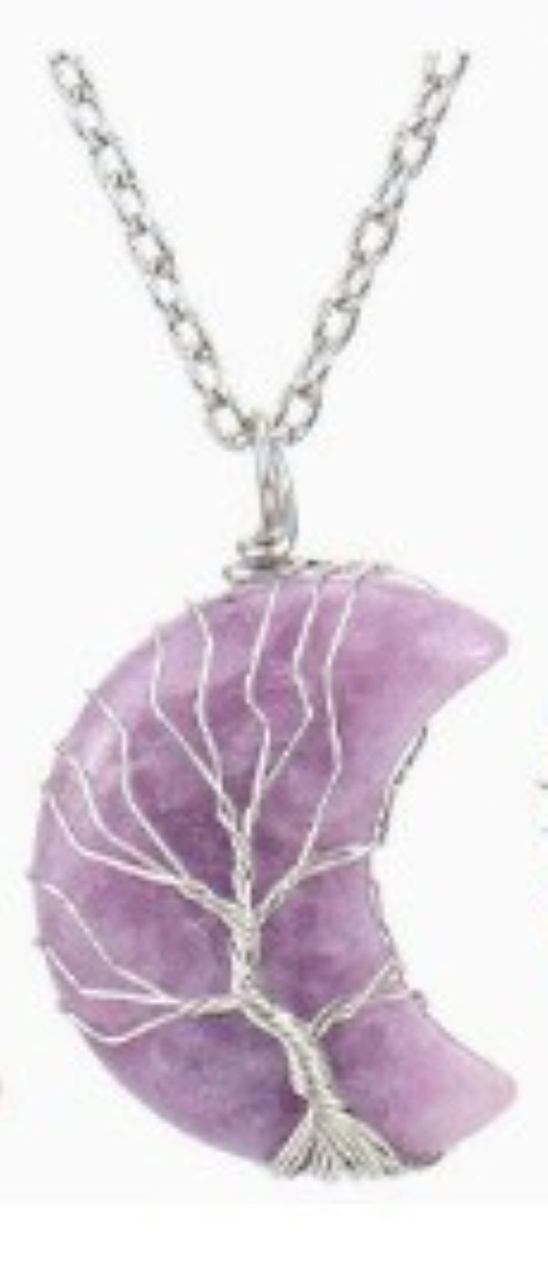 NECKLACE - MOON WIRE WRAPPED - Light Purple