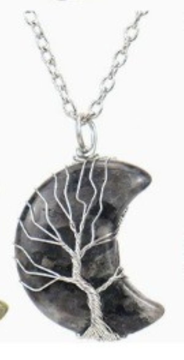 NECKLACE - MOON WIRE WRAPPED - Onyx