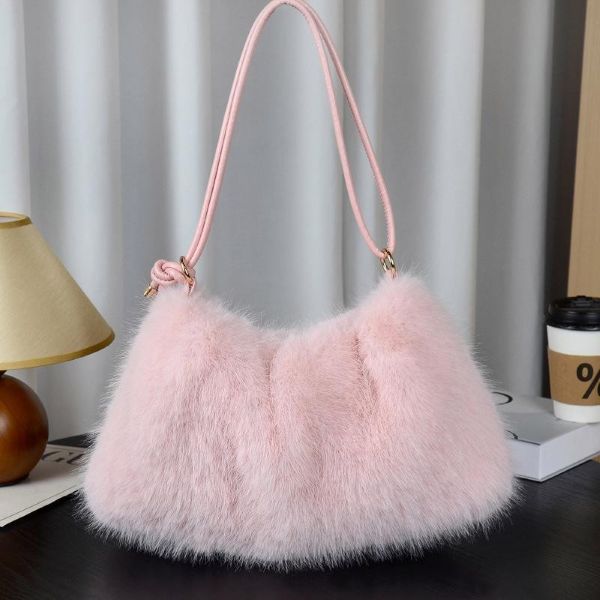 BAG - FAUX FUR PLUSH - PINK